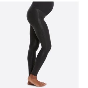 Indero Black Maternity Leggings Faux Leather